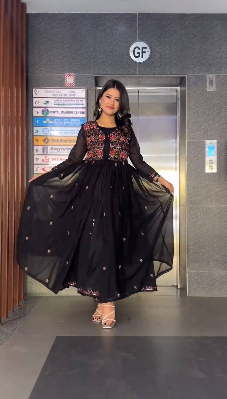 Black Color Designer Party Wear Anarkali Suit