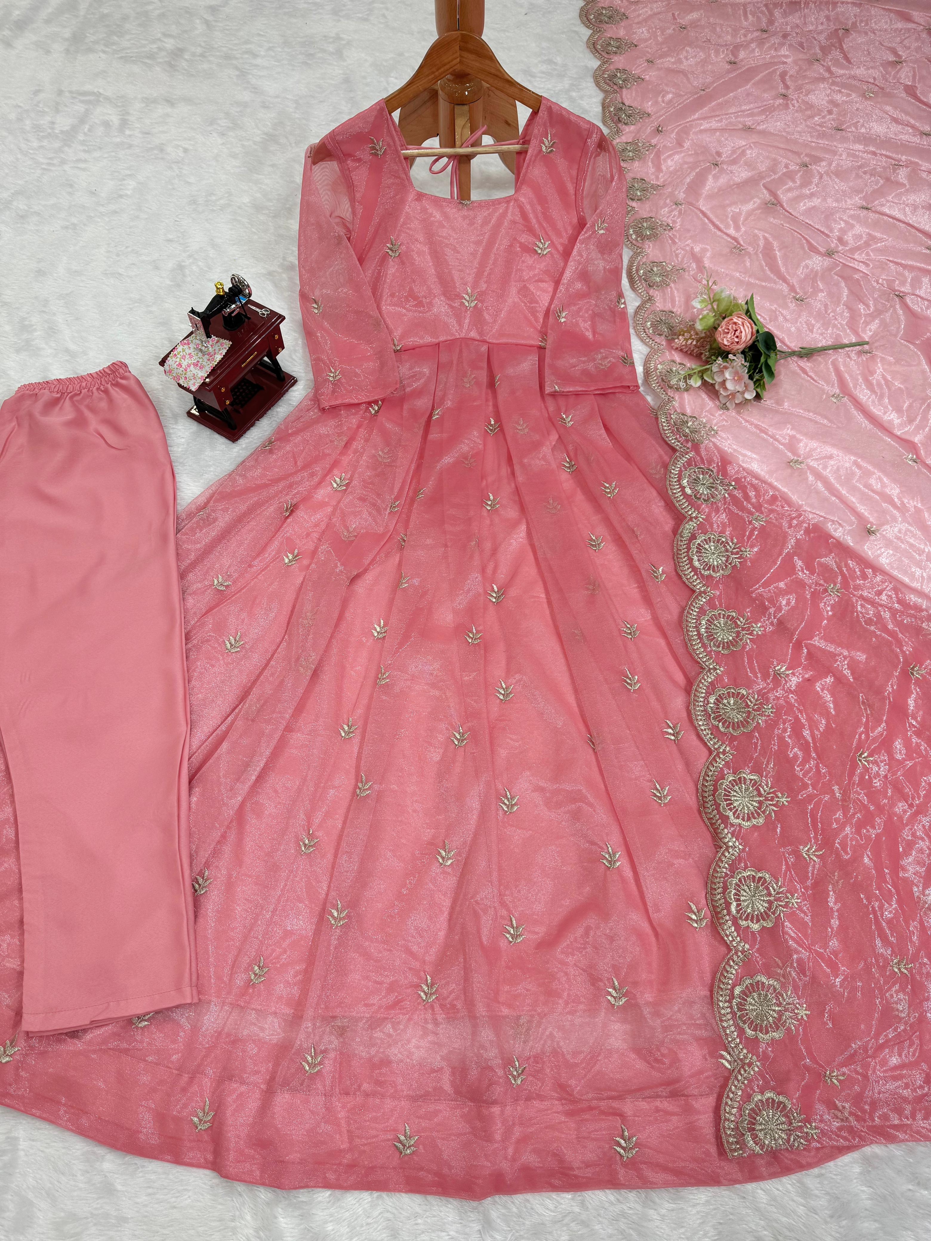 BEAUTIFUL PINK COLOR PARTY WEAR ANARKALI GOWN