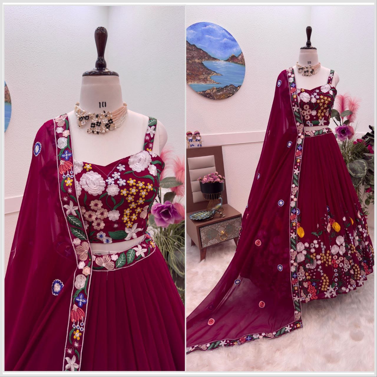 Multi Thread Work Georgette   Lehenga Choli