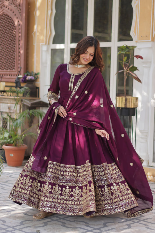 Trending Designer Purpal Anarkali Gown