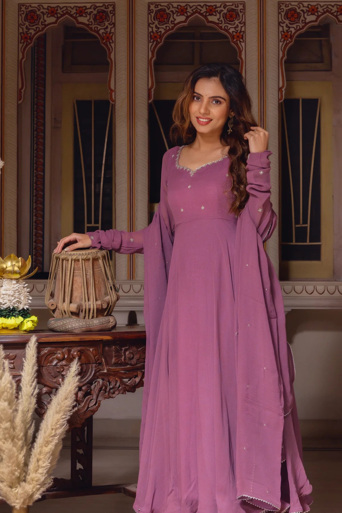 Most Beautiful Pink Color Fully Flair Party Wear Anarkali Gown