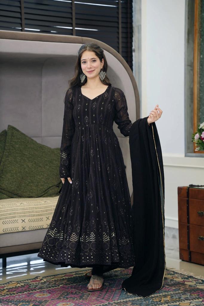 Black Color Designer Party Wear Anarkali Suit