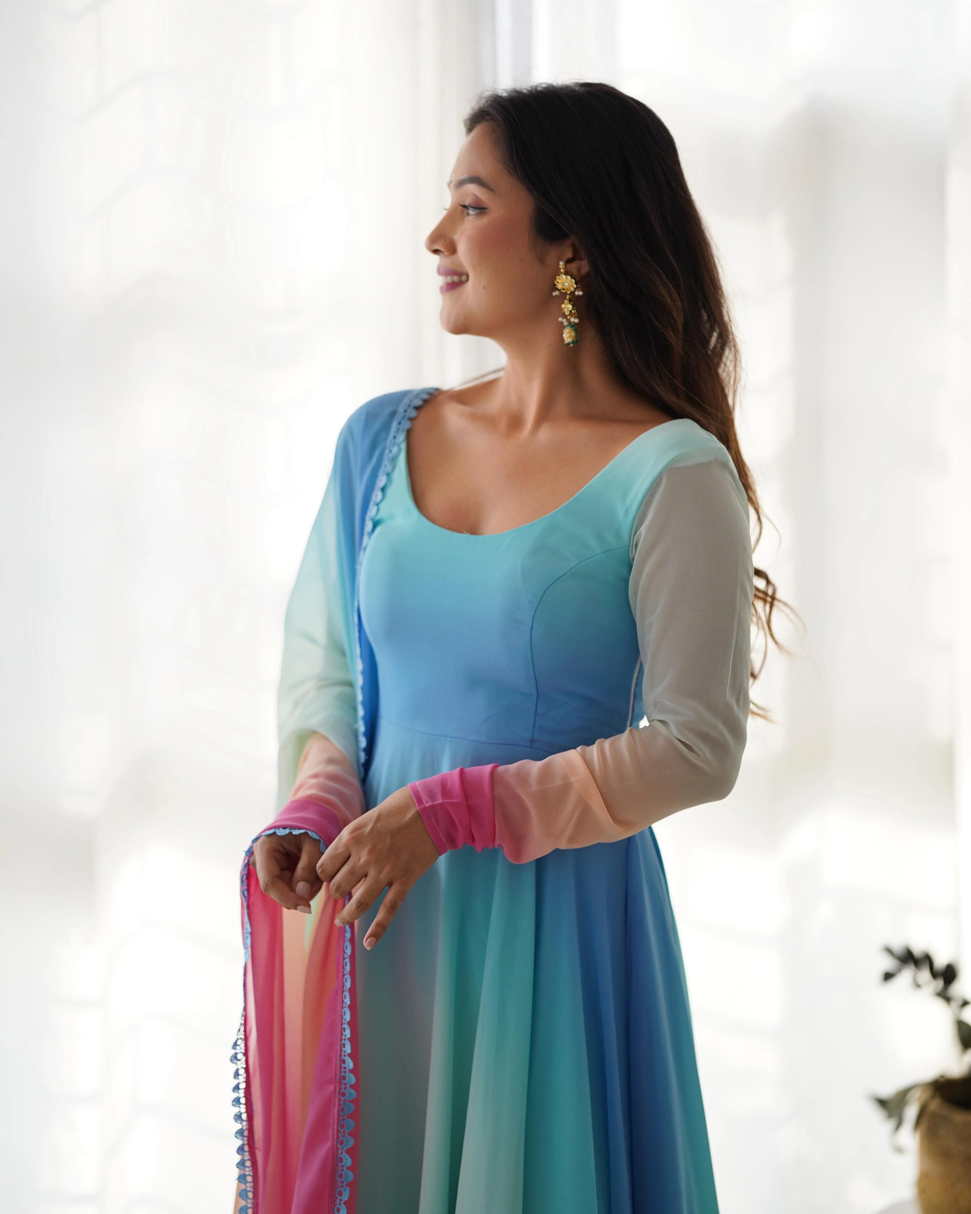 Most Trending Multi Color Designer Anarkali Dress