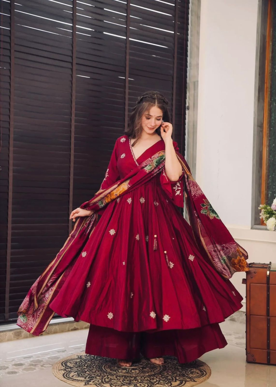 Rakhi Special Chinon Silk Anarkali Gown