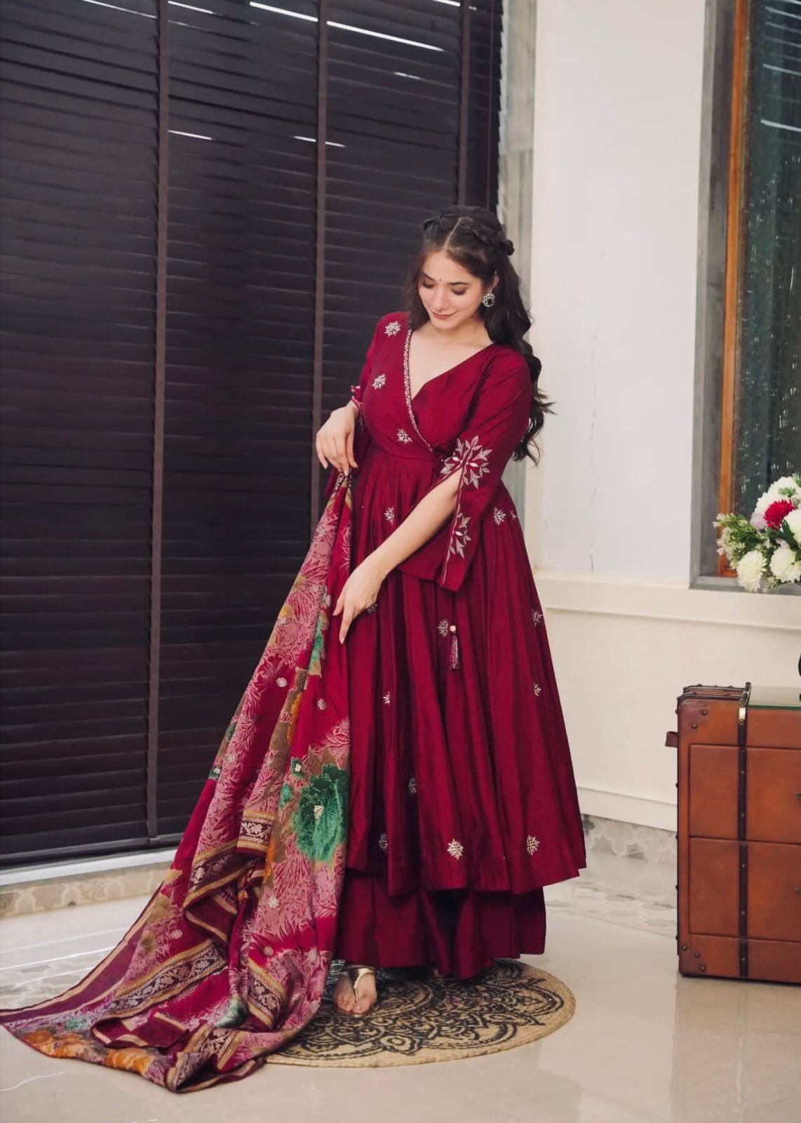 Rakhi Special Chinon Silk Anarkali Gown