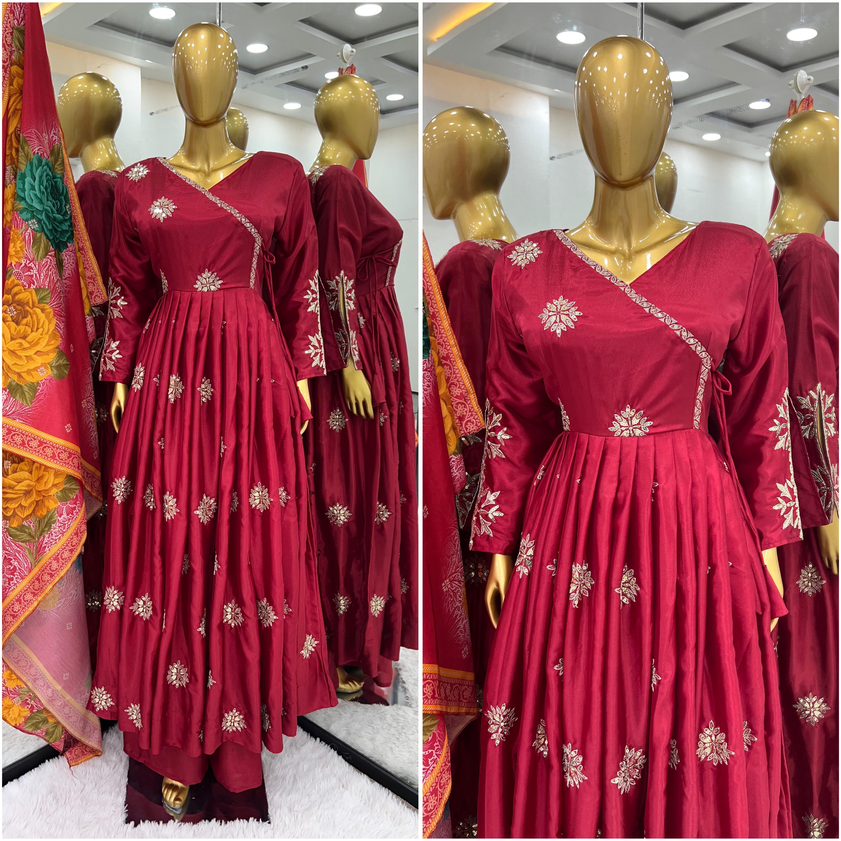 Rakhi Special Chinon Silk Anarkali Gown