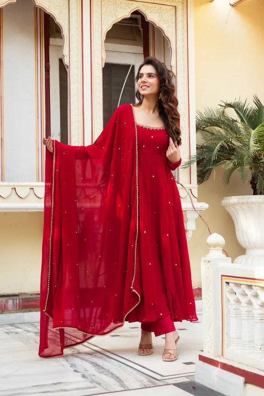 Most Trending Special Red Color Anarkali Suit
