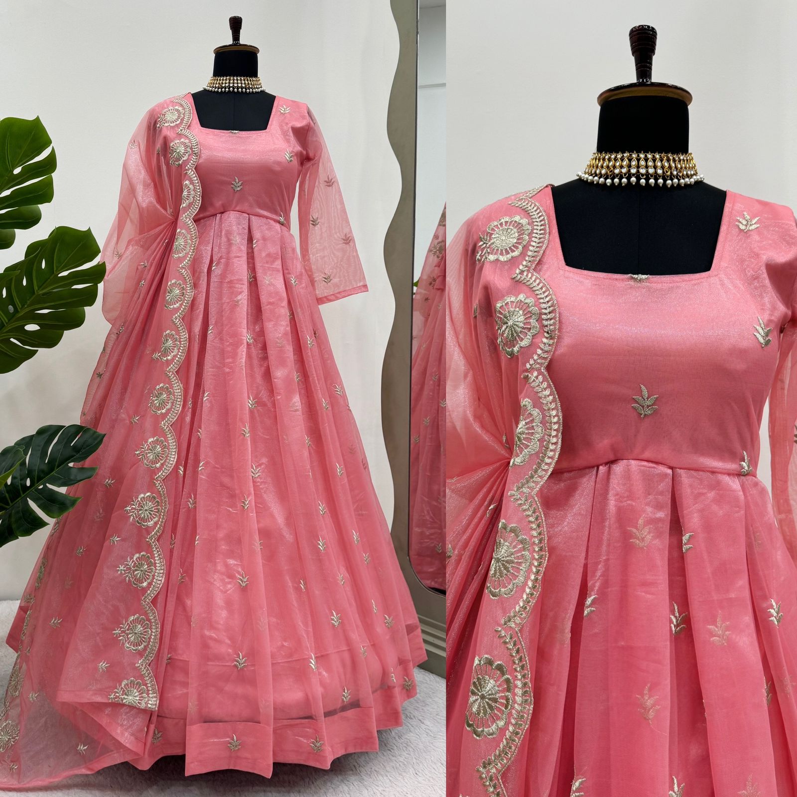 BEAUTIFUL PINK COLOR PARTY WEAR ANARKALI GOWN