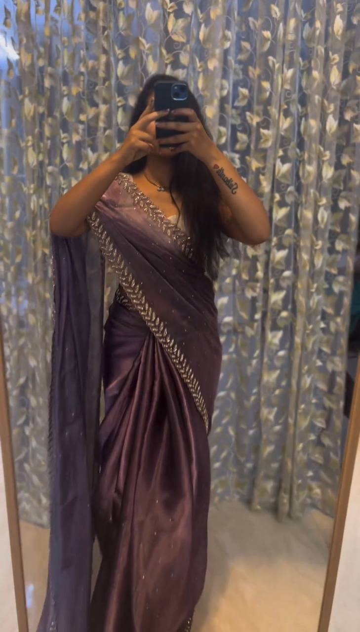 Beautiful Jimmy Choo Sequence Work And Diamond Work Saree