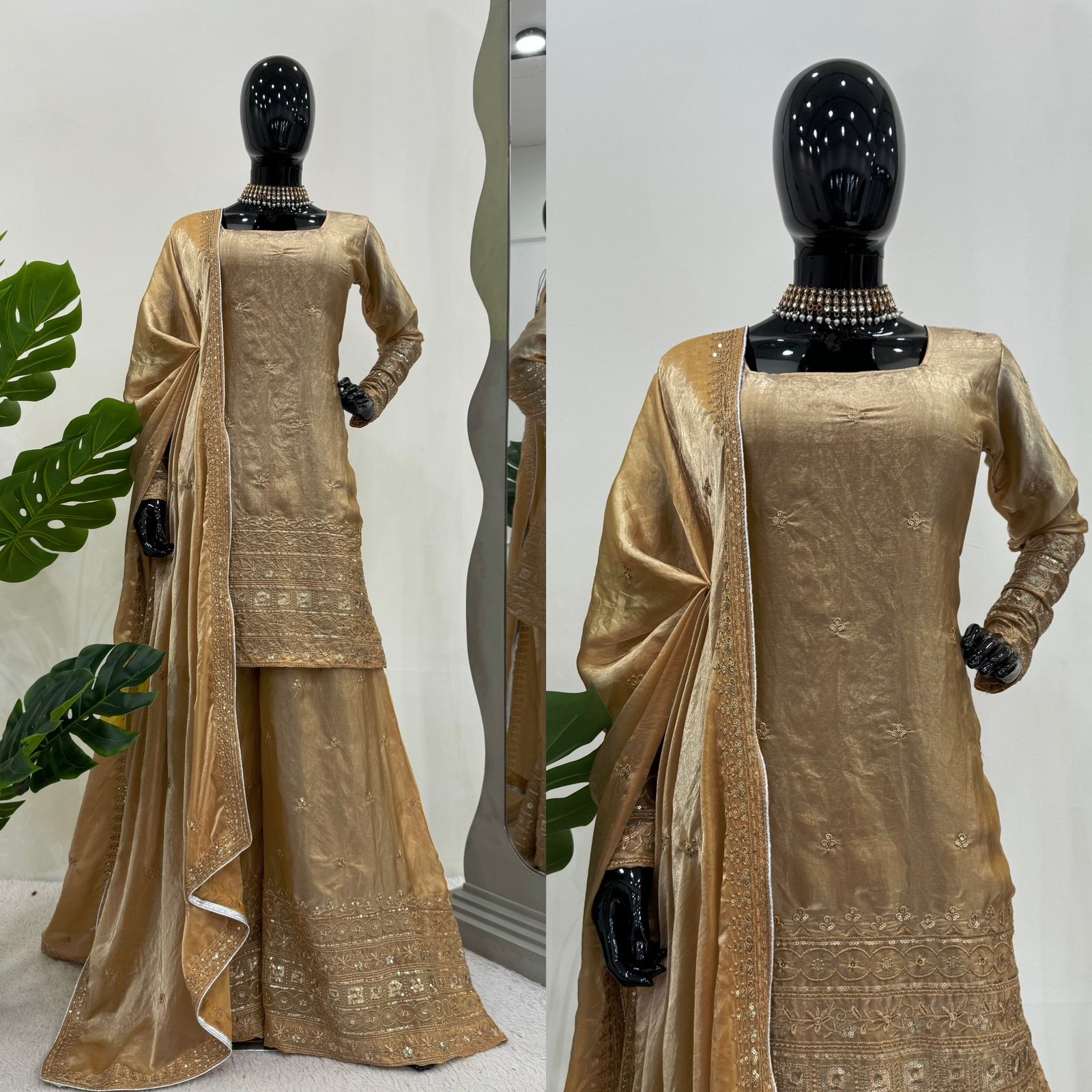 New Wedding special Golden Color Suit and Plazo Set