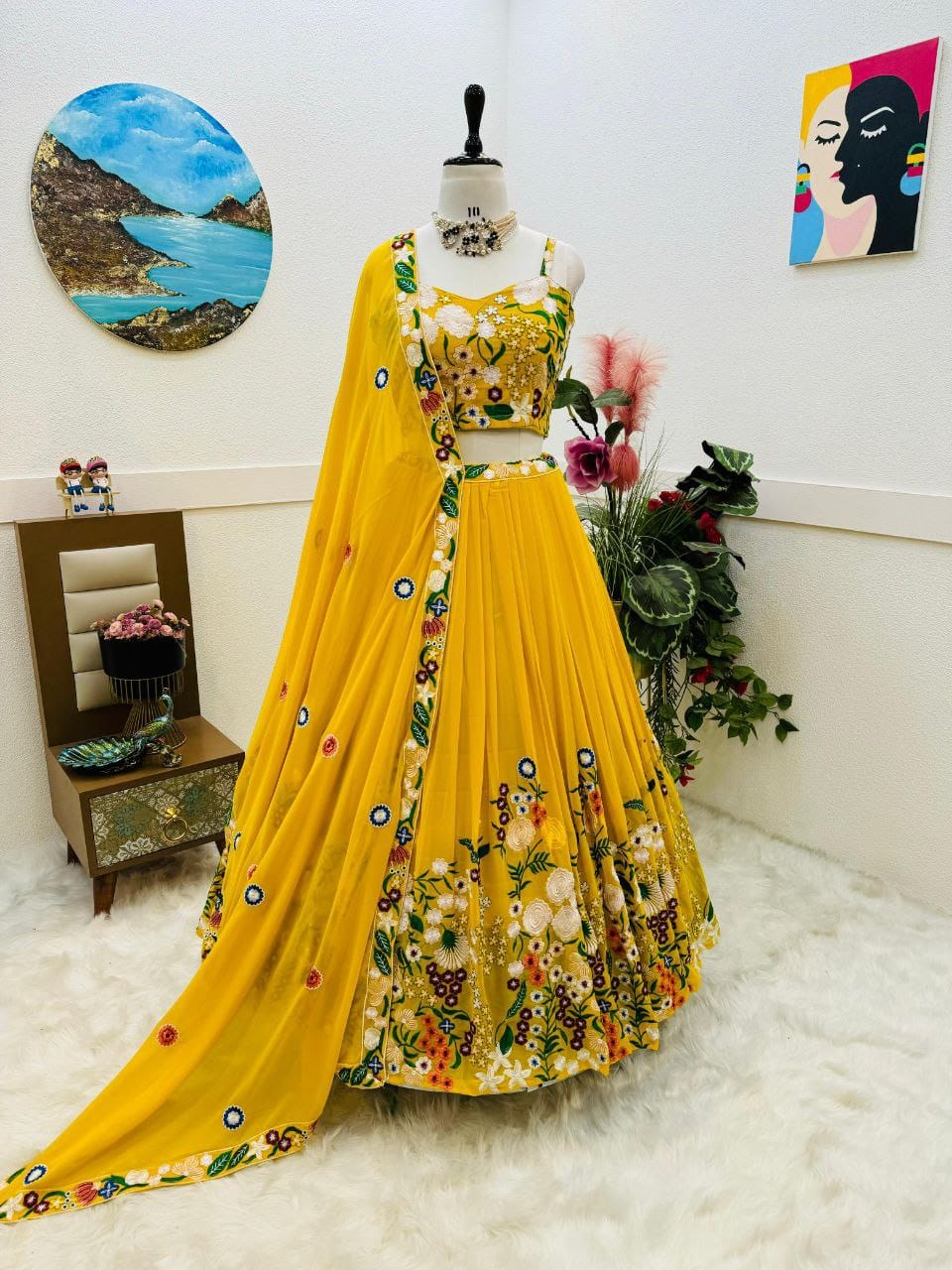 Multi Thread Work Georgette   Lehenga Choli